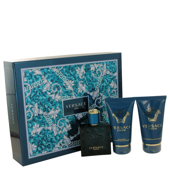 Versace Eros Gift Set - 1.7 oz Eau De Toilette Spray + 1.7 Shower Gel + 1.7 oz After Shave Balm For Men by Versace