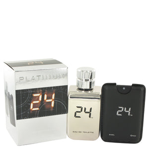 24 Platinum The Fragrance 3.40 oz Eau De Toilette Spray + 0.8 oz Mini Pocket Spray For Men by ScentStory