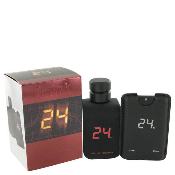 24 Go Dark The Fragrance 3.40 oz Eau De Toilette Spray + .8 oz Mini Pocket Spray For Men by ScentStory