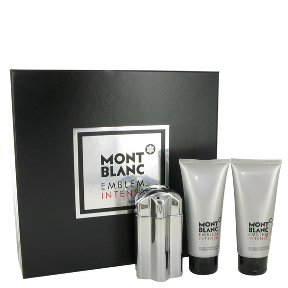 Montblanc Emblem Intense Gift Set  3.3 oz Eau De Toilette Spray + 3.3 oz After Shave Balm + 3.3 oz Shower Gel For Men by Mont Blanc