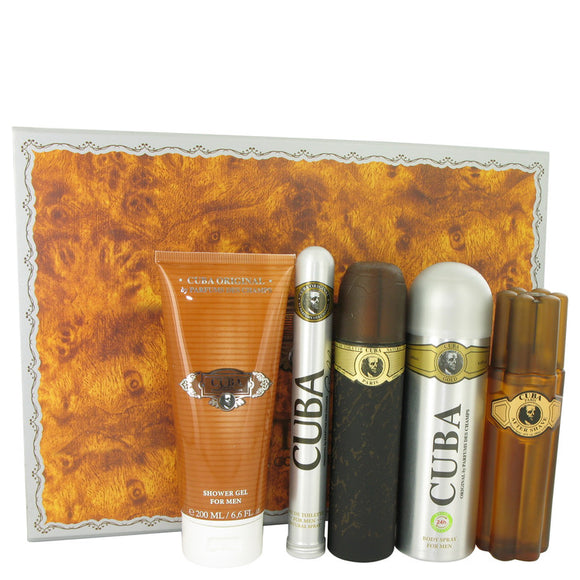 Cuba Gold Gift Set  3.3 oz Eau De Toilette Spray + 3.3 oz After Shave Spray + 6.7 oz Body Deodorant Spray + 6.7 oz Shower Gel +  1.17 oz EDT Spray For Men by Fragluxe