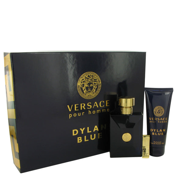 Versace Pour Homme Dylan Blue Gift Set - 3.4 oz Eau De Toilette Spray + 3.4 oz Shower Gel + Money Clip For Men by Versace