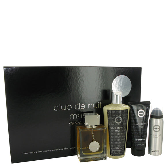 Club De Nuit Gift Set  3.6 oz Eau De Toilette Spray + 1.7 oz Body Spray + 3.4 oz Shower Gel + 8.4 oz Shampoo with Conditioner For Men by Armaf