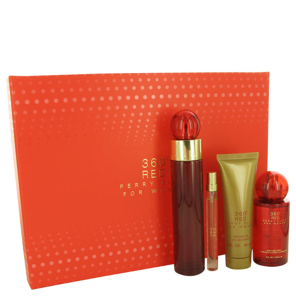 Perry Ellis 360 Red Gift Set  3.4 oz Eau De Parfum Spray + .33 oz Mini EDP Spray + 3 oz Shower Gel + 4 oz Body Mist For Women by Perry Ellis